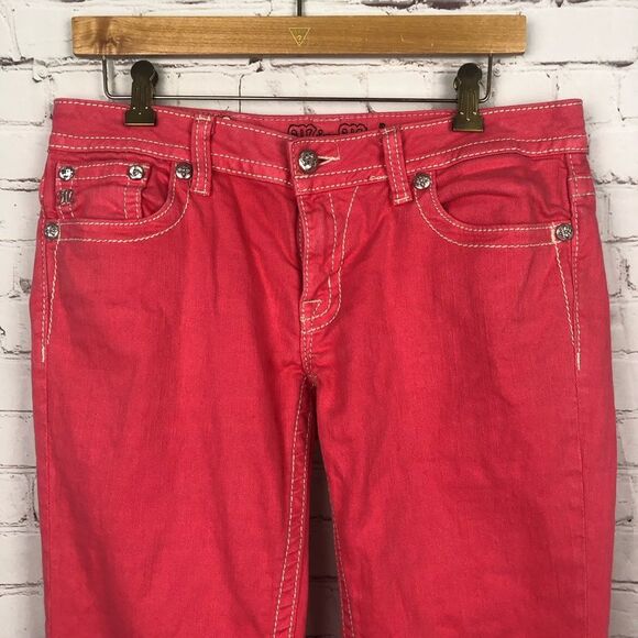Miss Me Pink Denim Cropped Jeans Women's Sz 30 - Picture 3 of 9